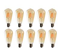 LEDSone LED Edison Bulb 10 Pack Vintage Light Bulb 6W E27 Screw 2700K ST64 LED Bulbs Led Filament Bulbs Antique Style Retro Amber Glass Screw Lamp 220V (10 Bulbs)