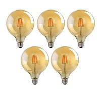 LEDSone LED Edison Bulb 5 Pack G125 Dimmable E27 LED Edison Vintage Amber Glass Warm White 2700K Light Best for Home Decoration Pendant Lamps Chandeliers Restaurant and Bar Lighting.