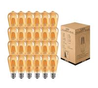 LEDSone LED Edison Bulb, Vintage Light Bulb,4W/6W/8W E27 2700K Warm White ST64 LED Bulbs, Led Filament Bulbs, Dimmable Antique Style Retro Amber Glass Screw Lamp 220V (24 Pack, 8W)