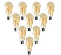 LEDSone LED Edison Bulb, Vintage Light Bulb,4W B22 2700K ST64 LED Bulbs, Led Filament Bulbs, Antique Style Retro Amber Glass Warm White B22 BC Bayonet 220V Pack of 10