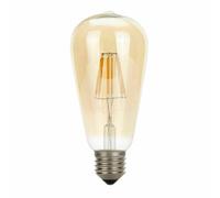 LEDSone LED Edison Bulb, Vintage Light Bulb, ST64 6W E27 LED Bulbs, Led Filament Bulb, Antique Style Retro Amber Glass Screw Lamp (1 Bulbs)