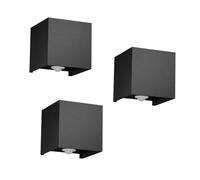 LEDSone LED Wall Lights outdoor Up Down 3 Pcs Wall Lamp Wall Wash Light Modern Wall Sconce IP54 Lighting Black 10W Aluminum Wall Wash Light for Living Room Bedroom Hallway Corridor, Stairs, Warm White