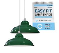 LEDSONE Light 2 Pack Semi Curvy Green Pendant Light Shade, Industrial Iron Lamp Shade Vintage Metal Lampshade Ceiling Chandelier Shade, Wall Lamp Shade