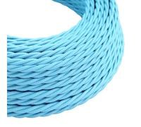 LEDSone Light Blue 16ft Vintage 2 Core Twisted Cable Fabric Cloth Covered Electrical Wire, 5m 2 Conductors 18 Gauge Textile Electric Cable Wire Coated in Color Vintage Fabric for Lighting DIY Project