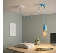 LEDSone Light Blue E27 Pendant Light Adjustable 95cm Industrial Vintage Hanging Ceiling Lamp for Kitchen Island Dining Room Cafe Bar Lighting Fixture