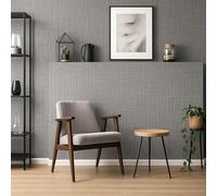 LEDSone Light Grey Textured Linen 5 Rolls Wallpaper 50x280 cm Thick Fabric Effect Plain Hessian Wall Covering for Bedroom, Living Room & Hallway