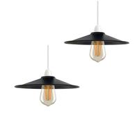 LEDSone Light Shade Ceiling 22 cm Flat Cone Lampshade for Ceiling Lights Easy fit Hanging Light Bedroom Lights Ceiling Lamp Shades for Living Rooms Hallways (Black 2 Pack)
