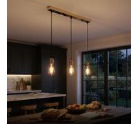 LEDSone Loft Bar French Gold Cluster 3 Way Pendant Light Adjustable Triple Hanging Ceiling Light E27 Industrial Vintage Lighting Fixture for Kitchen Island Dining Room Bar Cafe Hallway Home