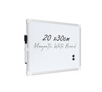 LEDSONE Magnetic Whiteboard 20 x 30cm, Dry Erase White Board with Pen Tray, Black Aluminium Frame, 2 Magnet Dry Wipe Writing Board for School, Home, Office, Remote Learning