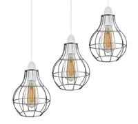LEDSone Metal Cage Lampshade for Ceiling Lights, Industrial Wire Basket Pendant Light Shade Brushed Silver in Set of 3 for Home Décor & Improvement Essential