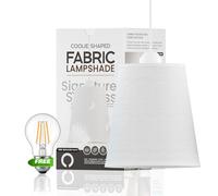 LEDSone Metal Coolie Lampshade Easy Fit 16cm with Free A60 LED Bulb E27 Pendant Ceiling Light Shade for Bedroom Living Room Kitchen Industrial Modern Design Off-White