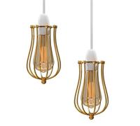 LEDSone Metal Easy Fit Balloon 12cm Wire Cage-Lampshades for Ceiling Pendant Light, Ceiling Light Shade Lamp Shades for Living Room, Restaurants (French Gold 2 Pack)