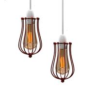 LEDSone Metal Easy Fit Balloon 12cm Wire Cage-Lampshades for Ceiling Pendant Light, Ceiling Light Shade Lamp Shades for Living Room, Restaurants (Red 2 Pack)