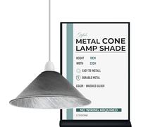LEDSone Metal Easy Fit Lampshade Retro Industrial Ceiling Lighting Shade Hanging Pendant 22cm Cone Shade Light Fixture for Kitchen Dining Room Lights E27 (Cone - Brushed Silver)