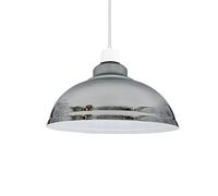 LEDSone Metal Easy Fit Lampshade Retro Industrial Ceiling Lighting Shade Hanging Pendant 29cm Curvy Shade Light Fixture for Kitchen Dining Room Lights E27 (Chrome)