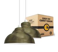 LEDSone Metal Green Brass Ceiling Lamp Shade 29cm Easy Fit Modern Dome Pendant Lighting Shade for Bedroom, Hallway, Office, Kitchen