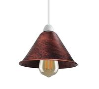 Modern Industrial Metal Ceiling Light Shad Easy Fit Pendant Lamp Shade for Living Room, Kitchen, Hallway with Free Reducer Plate (Rustic Red)