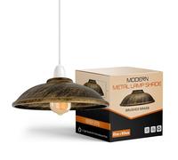 LEDSone Metal Lampshade, Easy Fit with 4cm Top Hole Modern Retro Vintage Pendant Light Shade for Kitchen, Living Room, Bedroom Cafe Decor Retro Lighting (Brushed Brass)