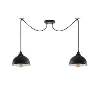 LEDSone Modern 2 Head Chandelier Ceiling Lighting Fixture, Black Dome Metal Lampshades and E27 Bulb Sockets Hanging Pendant Fitting for Living Room, Cafe, Dining Hall, Home Decor