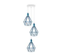 LEDSone Modern 3 Head Pendant Ceiling Light, Metal 20cm Open Cage Shade in 3 Point Outlet, Adjustable 1m Loft Cable with E27 Base Vintage Holder for Kitchen, Living Room, Bedroom - with Bulbs