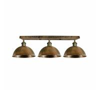 LEDSone Modern 3 Head Semi Flush Ceiling Light 21cm Brushed Copper Bowl Lampshades with 30cm Cable E27 Base 50cm Rectangular Ceiling Rose for Kitchen Dining Room Hallway Living Room Bar Restaurant