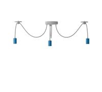 LEDSone Modern 3 Head Spider Pendant Light - Blue Metal E27 Bulb Holder with Adjustable Cable - Hanging Chandelier Lamp for Living Room, Restaurant, Bar, Hallway, Hotel, Coffee Shop