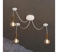 LEDSone Modern 3 Head Spider Pendant Light Fitting E27 - Gold Metal Ceiling Light with Adjustable Cables for Living Room Bar Restaurant Lighting