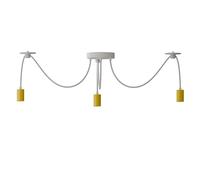 LEDSone Modern 3 Head Spider Pendant Light Yellow Metal Bulb Holder with Adjustable Cable E27 Base Hanging Chandelier Lamp for Living Room Restaurant Bar Hallway Hotel Coffee Shops