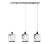 LEDSone Modern 3-Light Crystal Chandelier Pendant E27 Ceiling Light Fixture Adjustable Hanging Wire Contemporary Lighting for Dining Room, Kitchen, Living Room, Office, Bar