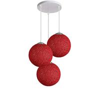 LEDSone Modern 3-Light Red Rattan Vine Ball Pendant Decorative Cluster Globe Hanging Fixture for Living Room, Bedroom, Dining E27 Fitting Home Interior Light Kit - UK