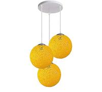 LEDSone Modern 3-Light Yellow Rattan Vine Ball Pendant Decorative Cluster Globe Hanging Fixture for Living Room, Bedroom, Dining E27 Fitting Home Interior Light Kit - UK