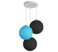 LEDSone Modern 3 Way Decorative Vine Ball Rattan Shade Chandelier Three Head Ceiling Pendant Light Home Decor (Black, Blue 1)