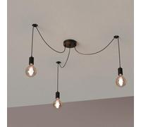 LEDSone Modern 3 Way Spider Pendant Light Industrial E27 Lamp Holder 1.5m Adjustable Ceiling Hanging Lighting Fixture for Living Room Kitchen Restaurant Cafe Bar(Black with Bulb)