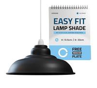 LEDSONE Modern 32cm Black Industrial Lamp Shade Semi Curvy Pendant Light Diffuser Easy Fit Ceiling Light Cover Replacement for Pendant Lighting, Wall or Table Lamps Home or Office Use