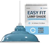 LEDSONE Modern 32cm Cyan Blue Industrial Lamp Shade Semi Curvy Pendant Light Diffuser Easy Fit Ceiling Light Cover Replacement for Pendant Lighting, Wall or Table Lamps Home or Office Use