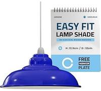 LEDSONE Modern 32cm Navy Blue Industrial Lamp Shade Semi Curvy Pendant Light Diffuser Easy Fit Ceiling Light Cover Replacement for Pendant Lighting, Wall or Table Lamps Home or Office Use