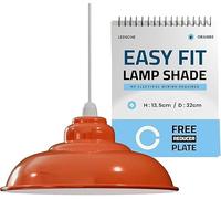 LEDSONE Modern 32cm Orange Industrial Lamp Shade Semi Curvy Pendant Light Diffuser Easy Fit Ceiling Light Cover Replacement for Pendant Lighting, Wall or Table Lamps Home or Office Use