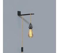 LEDSone Modern 4.5m Plug in Cord Wall Lamp with Wall Mount Bracket E27 Holder Suspended Pendant Light Fitting Kit, Hemp Rope Cable Plug with On/Off Switch for Living Room Bedroom