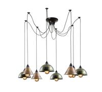 LEDSone Modern 8 Head Chandelier Ceiling Lighting Fixture, Cone and Dome Metal Lampshades and E27 Bulb Sockets Hanging Pendant Fitting for Living Room, Cafe, Dining Hall, Home Decor