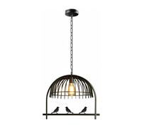 LEDSone Modern Bird Cage Pendant Light Black Metal Lamp Shade E27 Base 49x40cm 95cm Adjustable Cable Easy Fit for Kitchen Living Room Bedroom Hallway Bar Coffee Shop