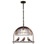 LEDSone Modern Bird Cage Pendant Light Brushed Copper Metal Lamp Shade E27 Base 49x40cm 95cm Adjustable Cable Easy Fit for Kitchen Living Room Bedroom Hallway Bar Coffee Shop