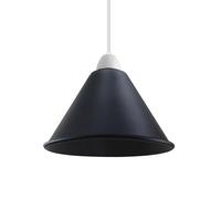 Modern Industrial Metal Ceiling Light Shad Easy Fit Pendant Lamp Shade for Living Room, Kitchen, Hallway with Free Reducer Plate (Black)