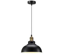 LEDSone Modern Black Inner White Metal Ceiling Pendant Fitting - 29cm Curvy Dome Shaped Easy Fit Light Shade for Bedroom, Hallway, Office, Café, Industrial Flush Mount Ceiling Lighting