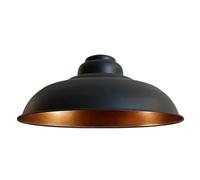 LEDSONE Modern Black Metal Lampshade with Gold Inner Easy Fit Ceiling Pendant Light Shade for Restaurant Bedroom Living Room Office Hallway Café Indoor Metal Replacement Light Shade