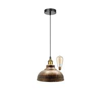 LEDSone Modern Brushed Copper Metal Ceiling Pendant Fitting - 29cm Curvy Dome Shaped Easy Fit Light Shade for Bedroom, Hallway, Office, Café, Industrial Flush Mount Ceiling Lighting