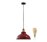 LEDSone Modern Burgandy Metal Ceiling Pendant Fitting - 29cm Curvy Dome Shaped Easy Fit Light Shade for Bedroom, Hallway, Office, Café, Industrial Flush Mount Ceiling Lighting
