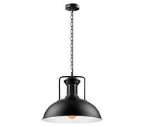 LEDSone Modern Ceiling Pendant Light Fixtures 41.5 cm Black Metal E27 Adjustable Retro Hanging Light for Kitchen Bedroom and Living Room Hallway Coffee Shop