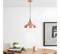 LEDSone Modern Ceiling Pendant Light Metal Rose Gold 30cm Width Lampshade Easy Fit E27 Base Height Adjustable Cable Hanging Light Fitting for Kitchen Living Room Bedroom Restaurant Office Bar