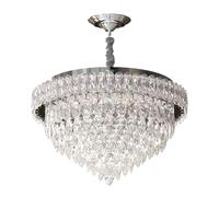 LEDSone Modern Chandelier LED Crystal Ceiling Mount and Hanging Light Fittings Round Raindrop Chandelier with Bulb W17.8-inch