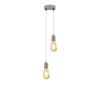 LEDSone Modern Chrome 2 Head Pendant Light E27 Ceiling Pendant Light Kit with Adjustable Cable Industrial Dual Hanging Ceiling Light Lamp Holder for Kitchen Island, Dining Room, Bar & Cafe